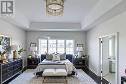 virtually staged primary bedroom -