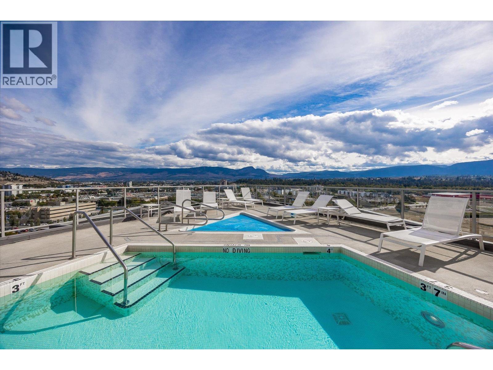imagine lounging by the pool - 2040 Springfield Road Unit# 401, Kelowna, BC - Outdoor With In Ground Pool With View