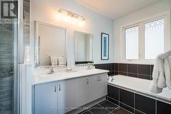 Primary bath with soaker tub -