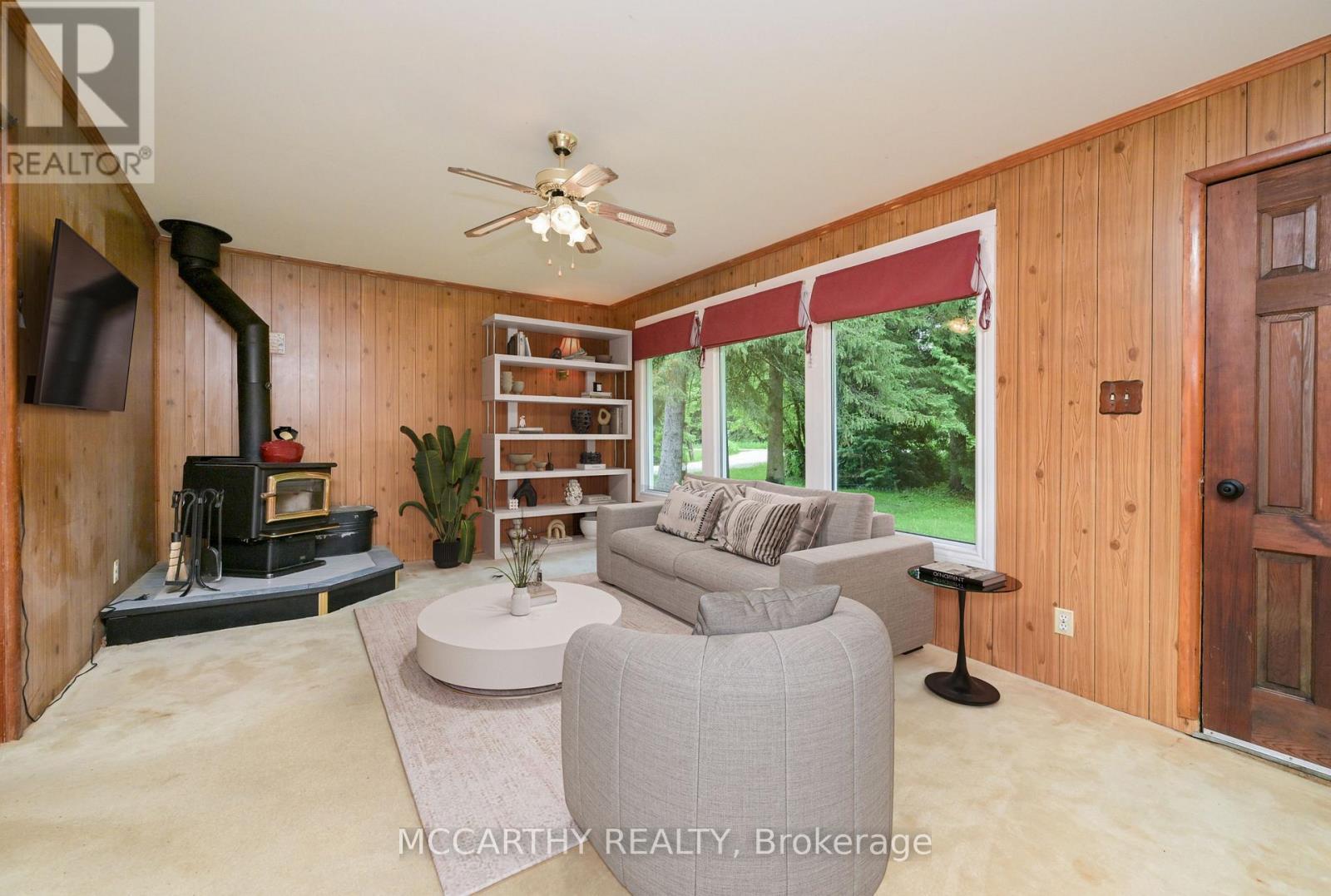 Virtually Staged - 606095 River Road, Mulmur, ON - Indoor With Fireplace