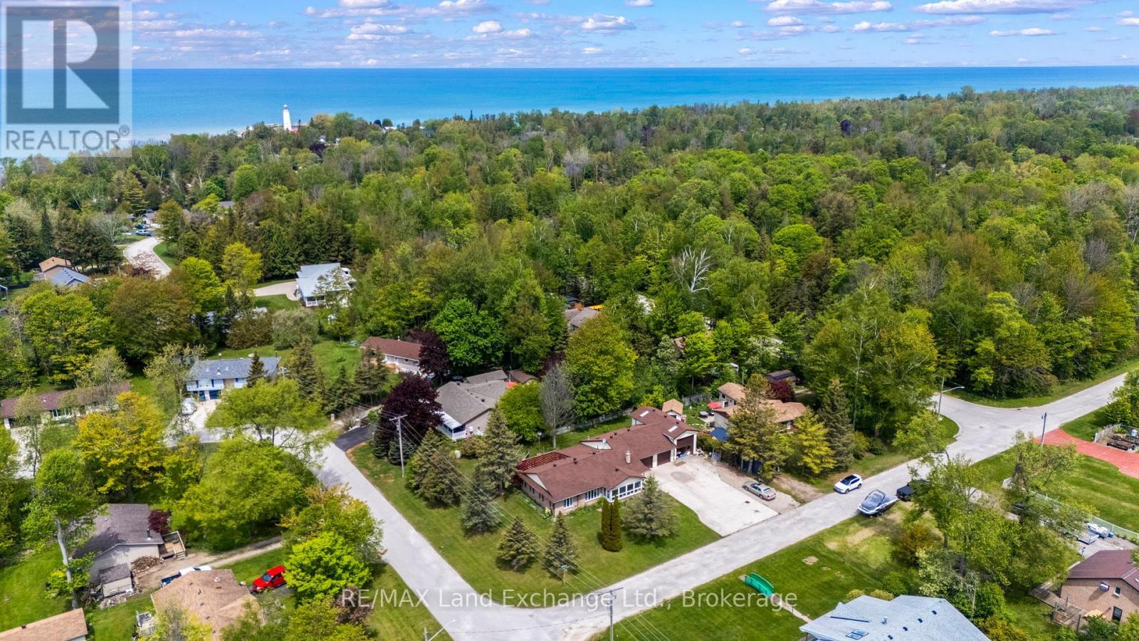 Aerial view showing proximity to Lake Huron. - 401 Winnebago Road, Huron-Kinloss, ON - Outdoor With Body Of Water With View