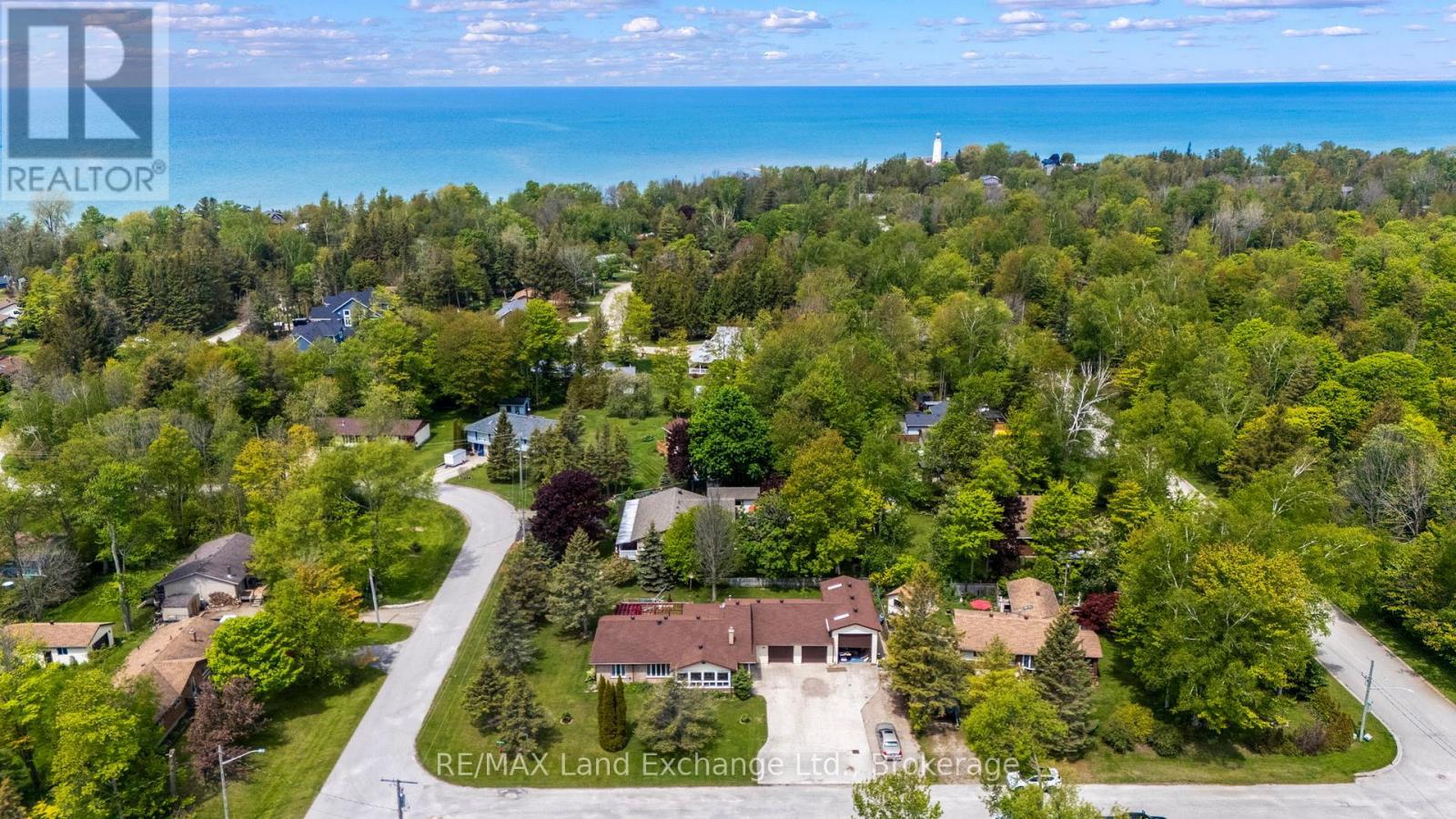 Aerial view showing proximity to Lake Huron. - 401 Winnebago Road, Huron-Kinloss, ON - Outdoor With Body Of Water With View