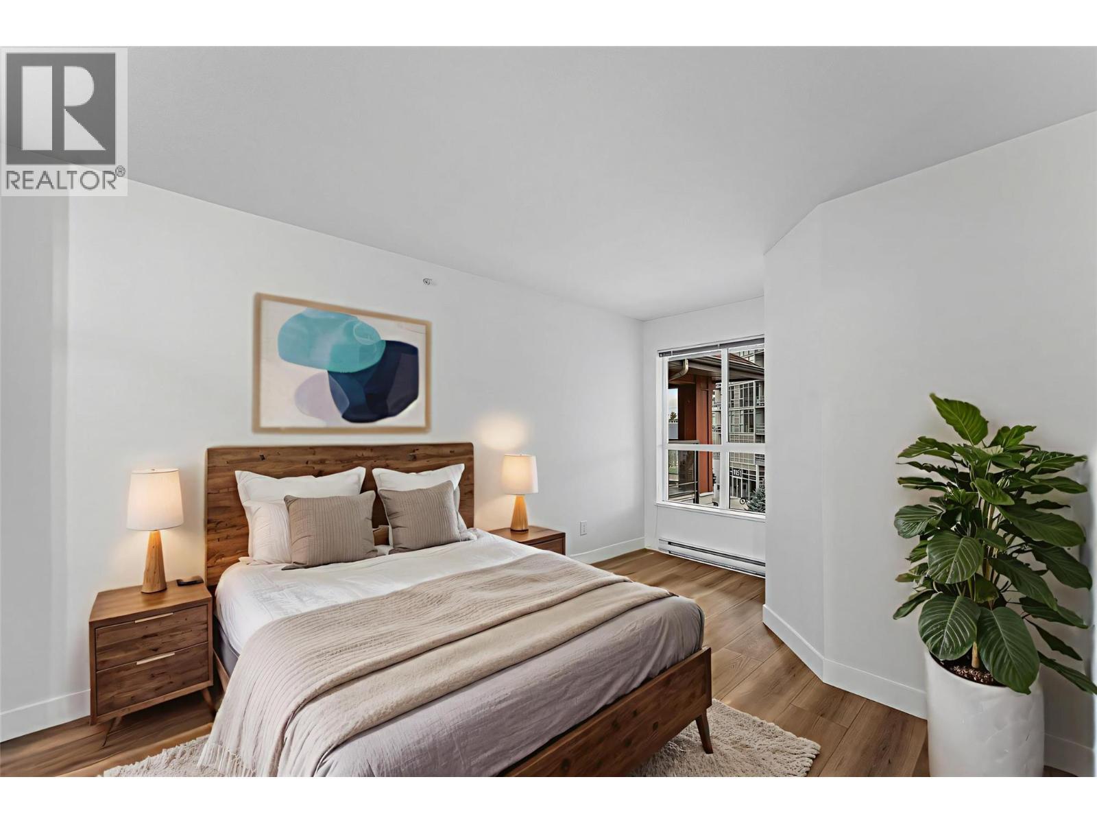 Virtually Staged Bedroom - 1099 Sunset Drive Unit# 424, Kelowna, BC - Indoor Photo Showing Bedroom