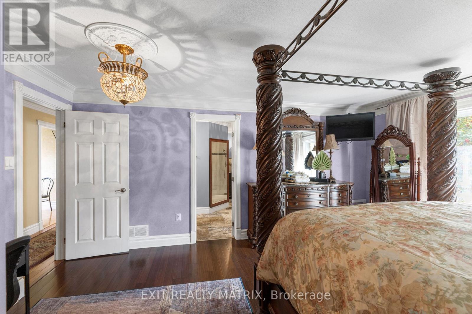 (original) primary bedroom with door to ensuite - 1100 Moffatt Drive, Ottawa, ON - Indoor Photo Showing Bedroom