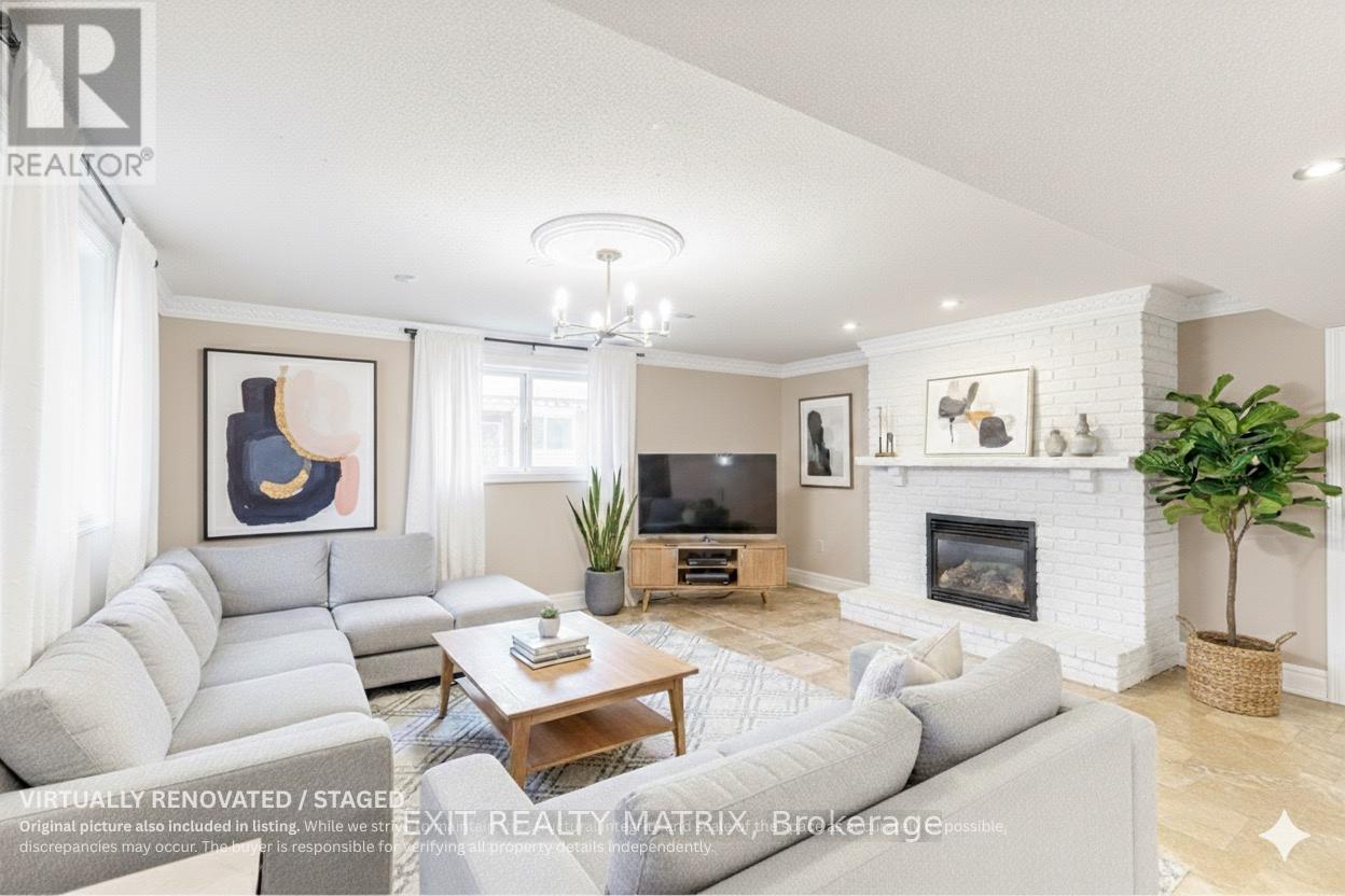 (virtually modified) lower level - 1100 Moffatt Drive, Ottawa, ON - Indoor Photo Showing Living Room With Fireplace