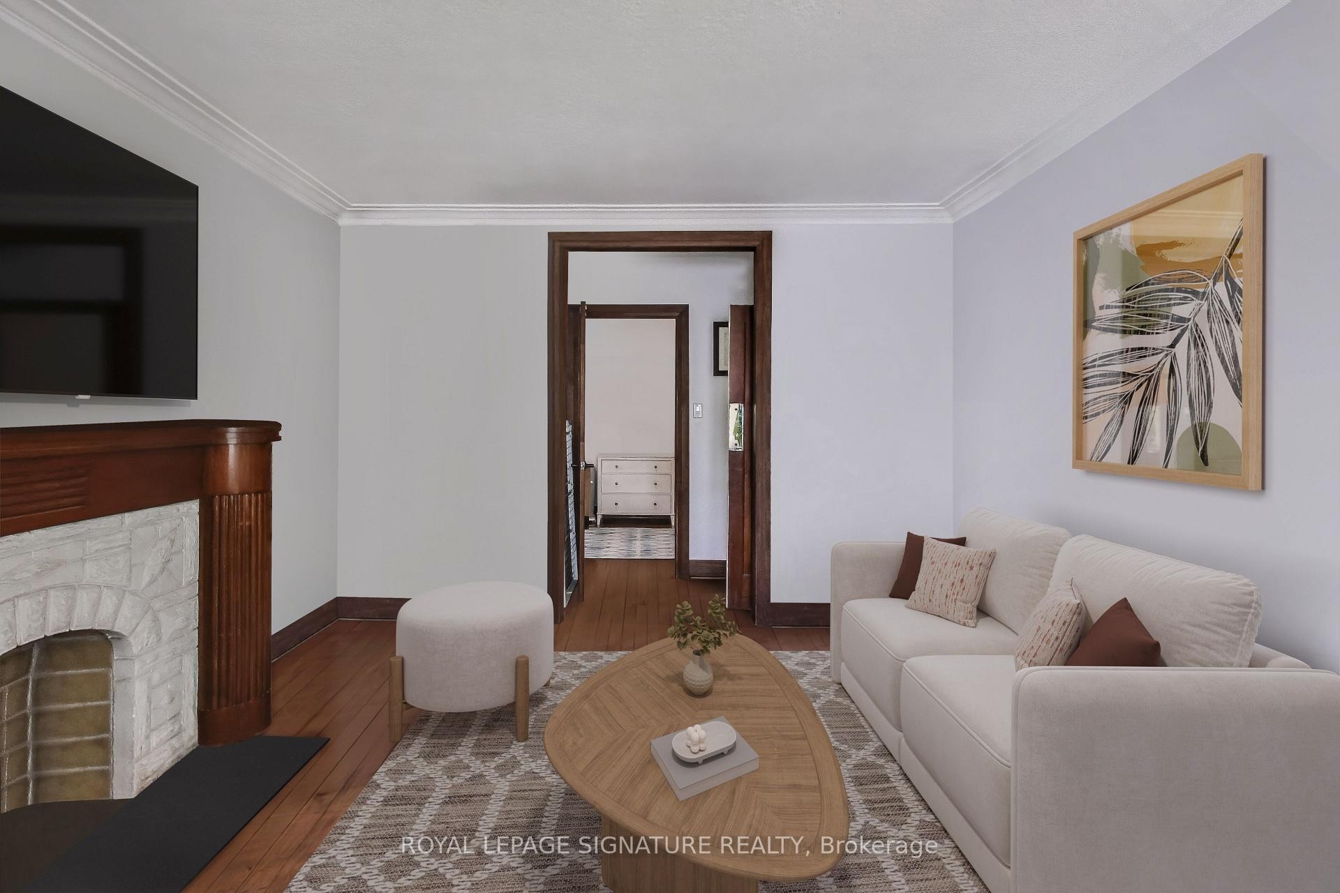 6 Brandon Avenue, Toronto, ON - Indoor Photo Showing Living Room With Fireplace
