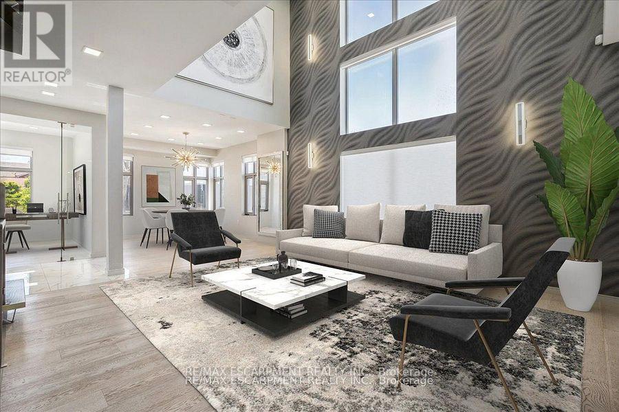 VIRTUALLY STAGED - 4 Sunrow Gate, Hamilton, ON - Indoor Photo Showing Living Room