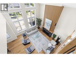 View to living room from upper floor. -
