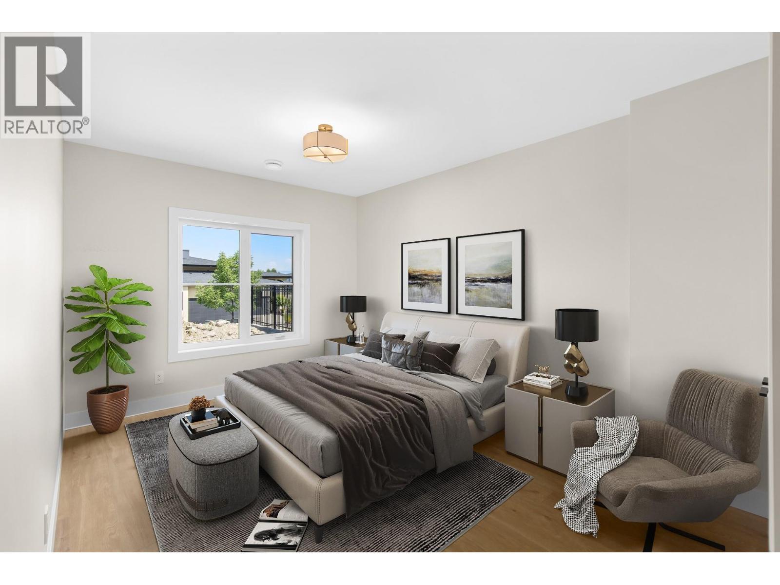 Lower level bedroom 1 - Virtually staged. - 4964 Bucktail Lane, Kelowna, BC - Indoor Photo Showing Bedroom