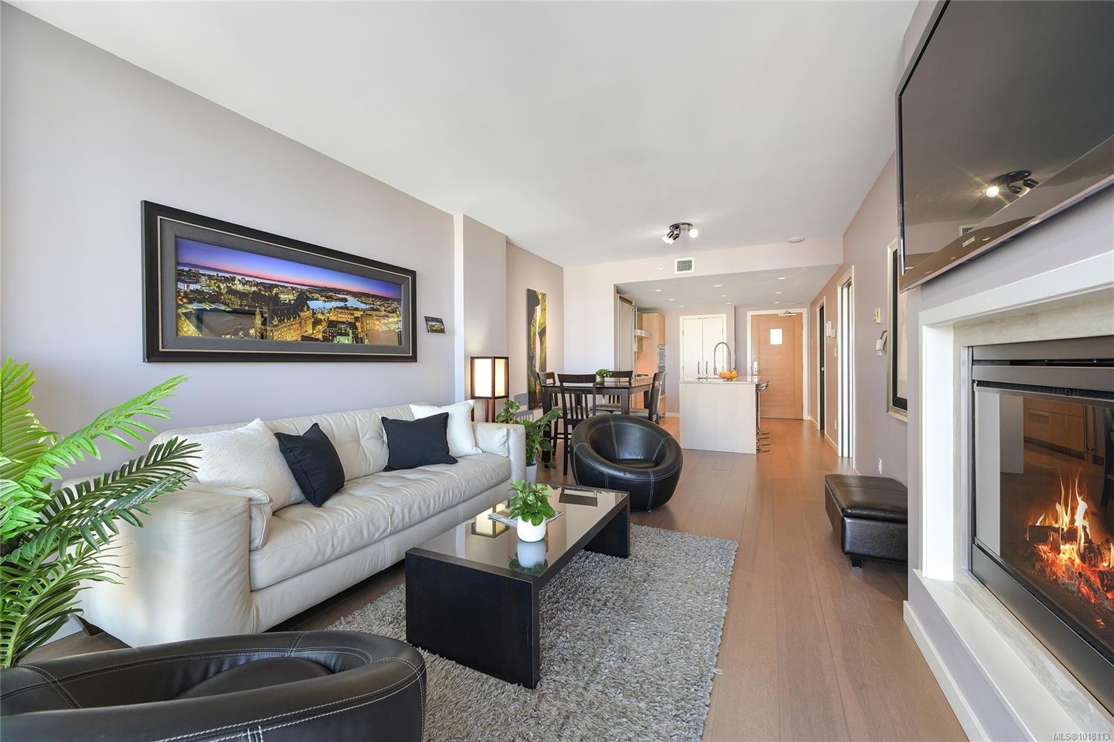 1003-707 Courtney St, Victoria, BC - Indoor Photo Showing Living Room With Fireplace