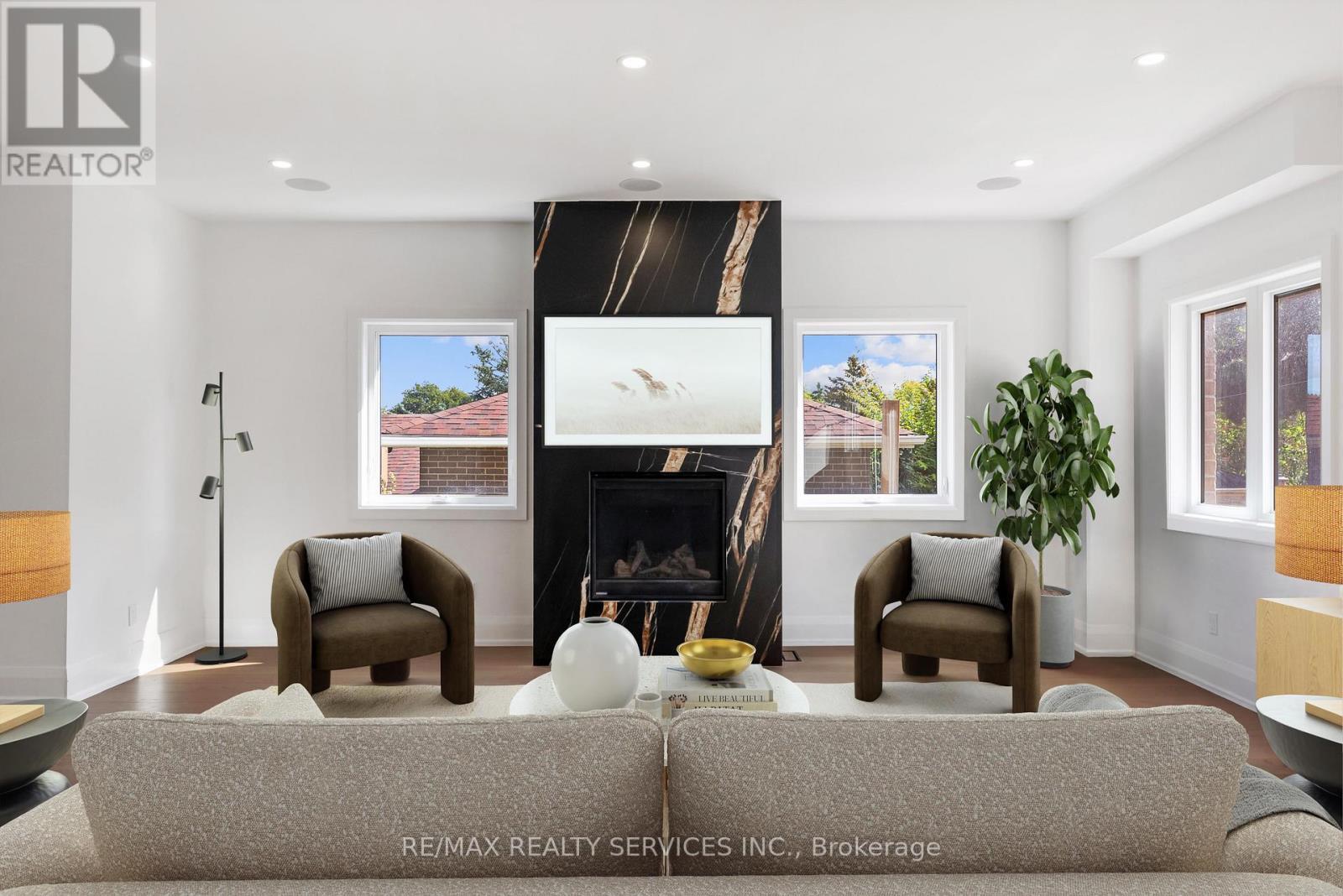 49 Greendowns Drive, Toronto, ON - Indoor Photo Showing Living Room With Fireplace