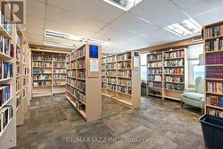 Community library with cozy reading spots -