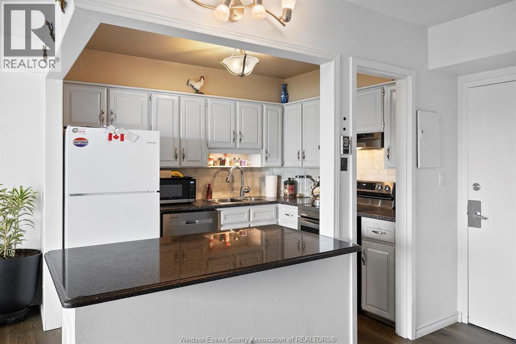 8591 Riverside Dr. E. Unit# 802, Windsor, ON - Indoor Photo Showing Kitchen With Double Sink