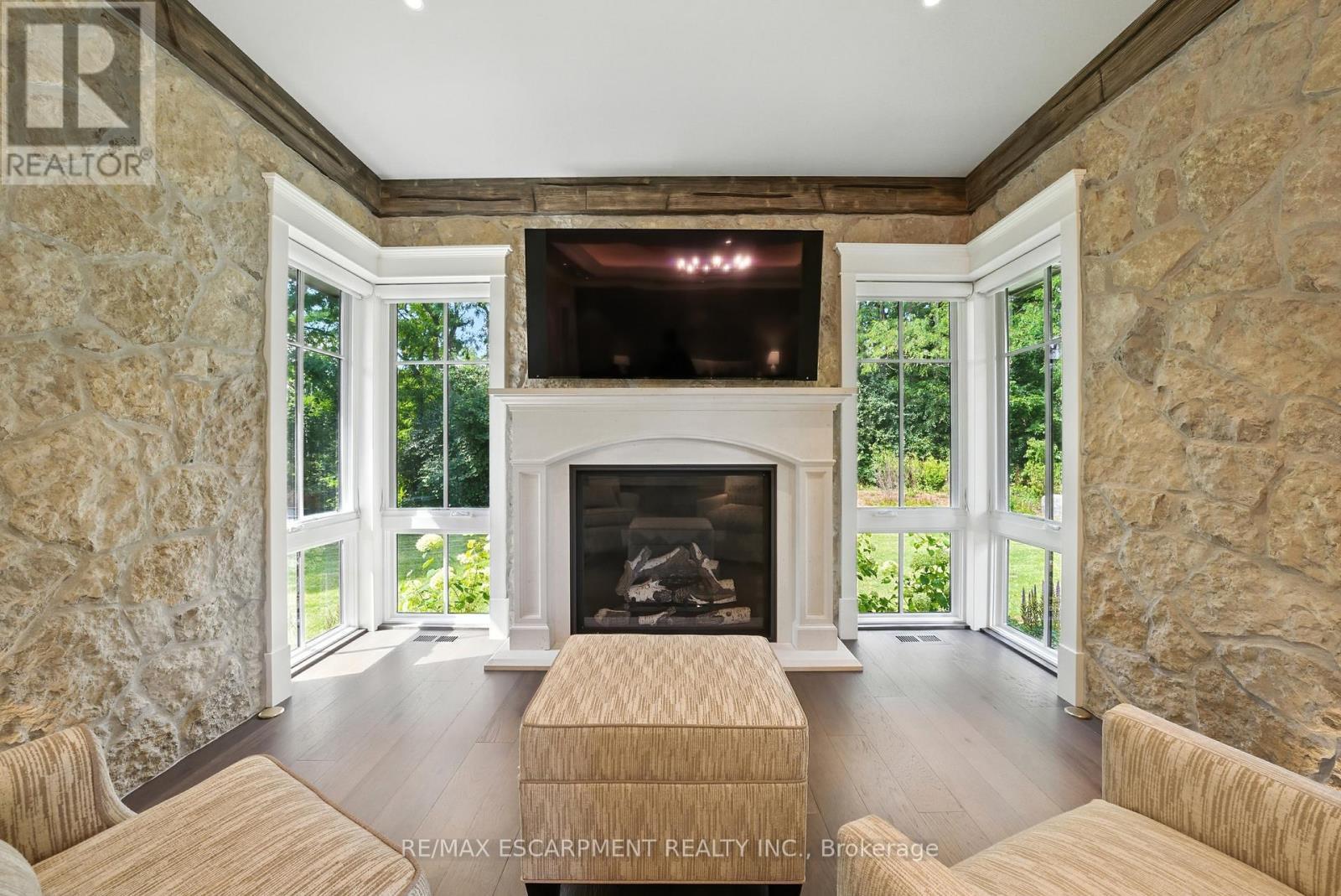Primary Bedroom - 597 Old York Road, Burlington, ON - Indoor Photo Showing Living Room With Fireplace