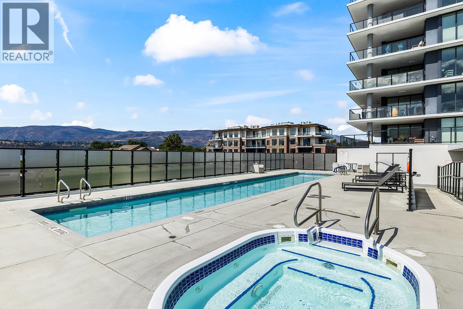 485 Groves Avenue Unit# 1201, Kelowna, BC - Outdoor With In Ground Pool With Balcony