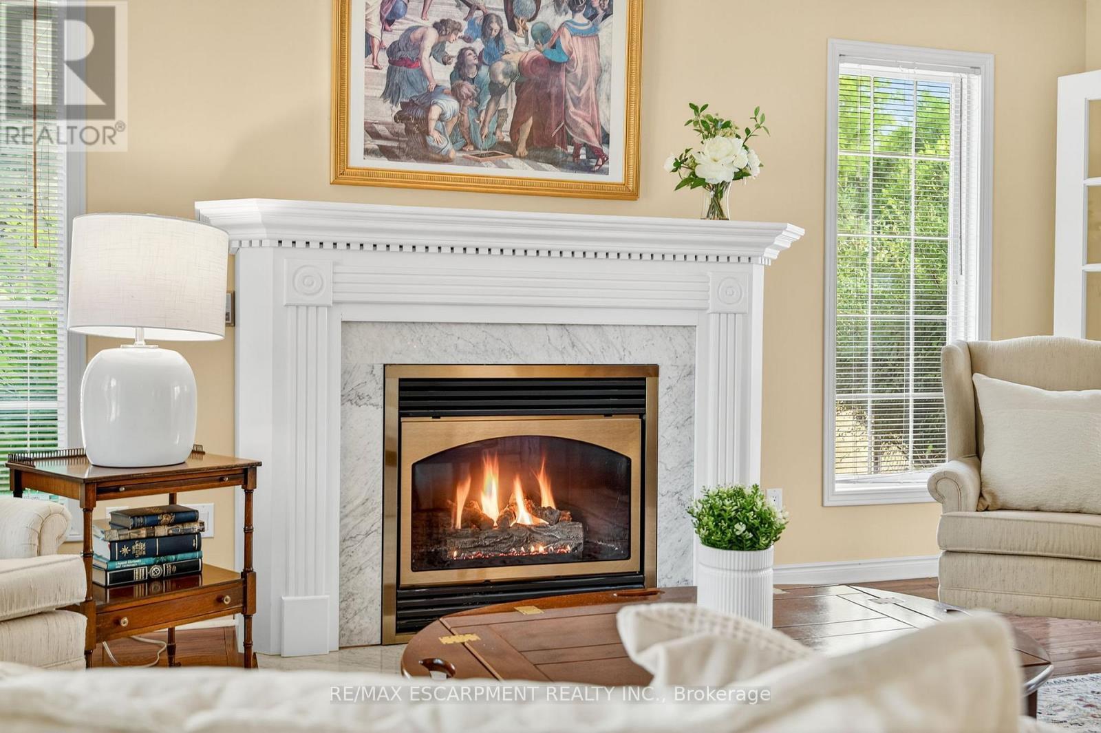 22 Weneil Drive, Hamilton, ON - Indoor Photo Showing Living Room With Fireplace