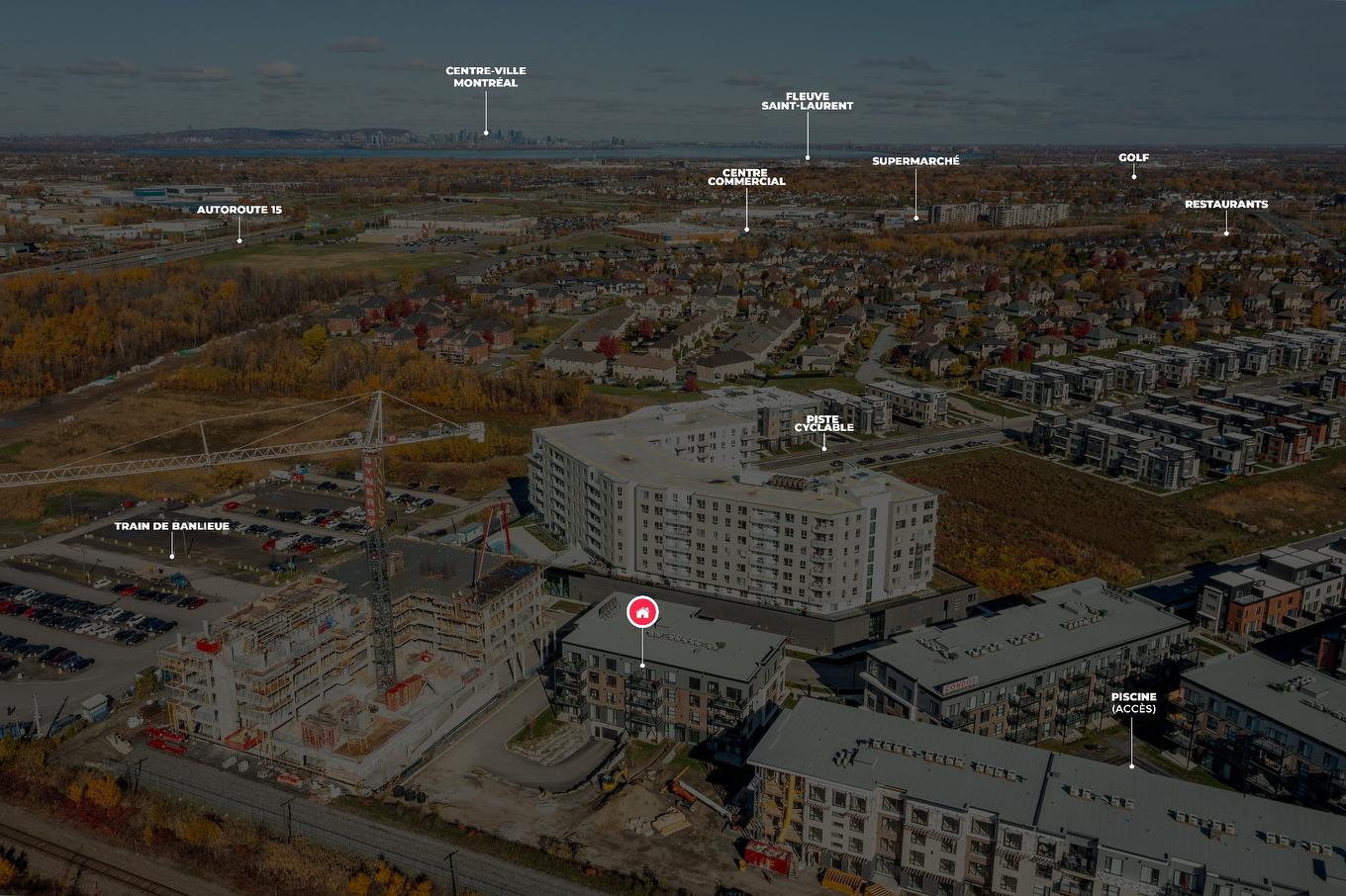 Aerial photo - 305-455 Rue Des Marronniers, Candiac, QC - With View