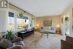 Living room big wide window with garden views -