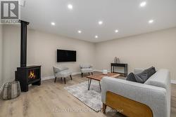 Family room with gas stove -