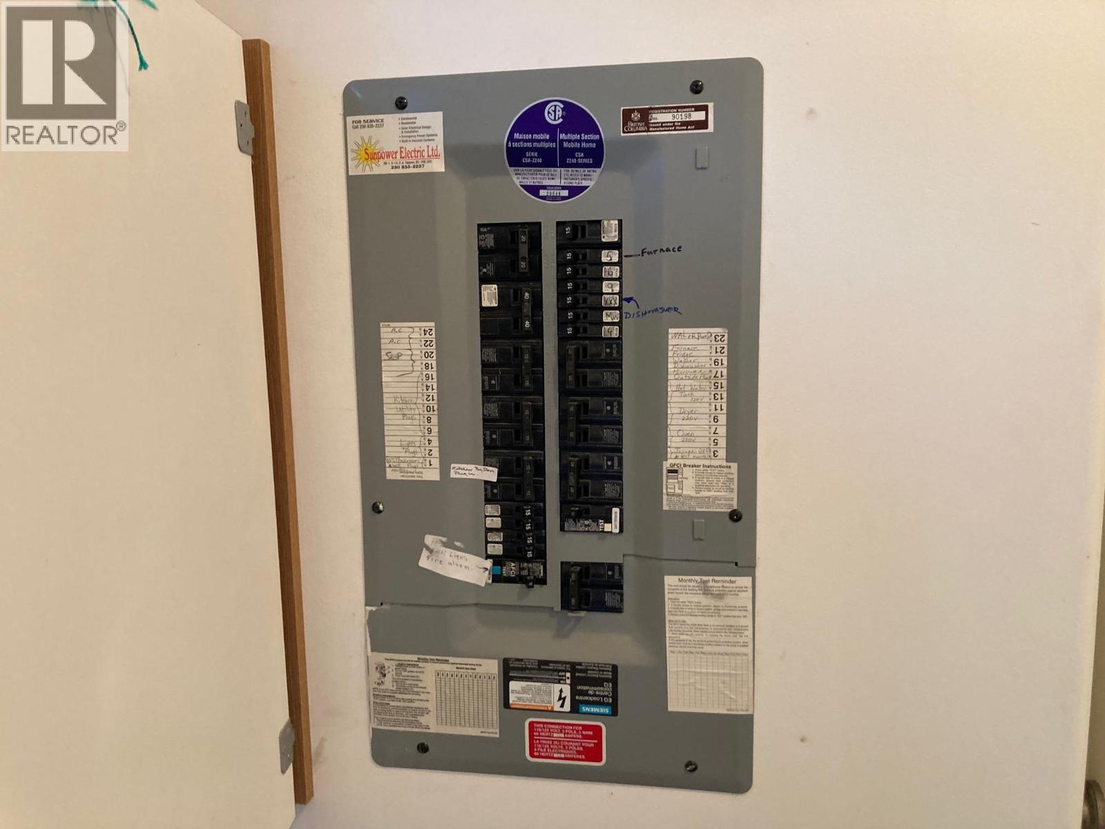 panel in home - 1510 Trans Canada Highway Unit# 63, Sorrento, BC