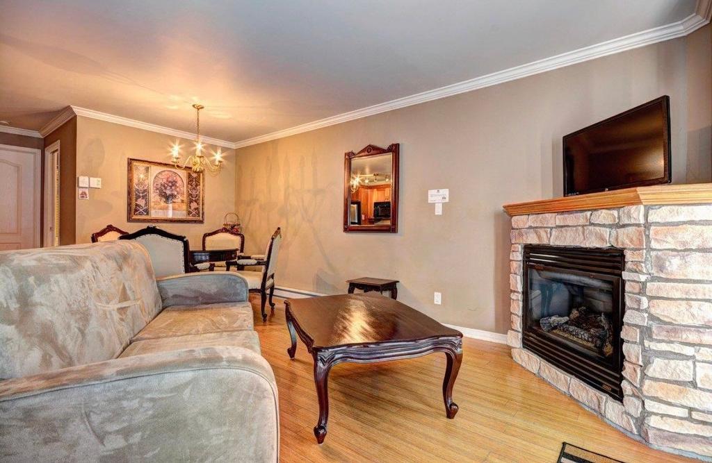 Living room - 3205-570 Ch. Des Frênes, Piedmont, QC - Indoor Photo Showing Living Room With Fireplace