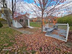 Deck like benched sitting area. -