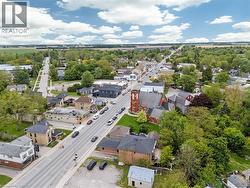 Aerial perspective of suburban area -