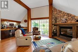 Garage's 4000sf loft, lounge propane fireplace -