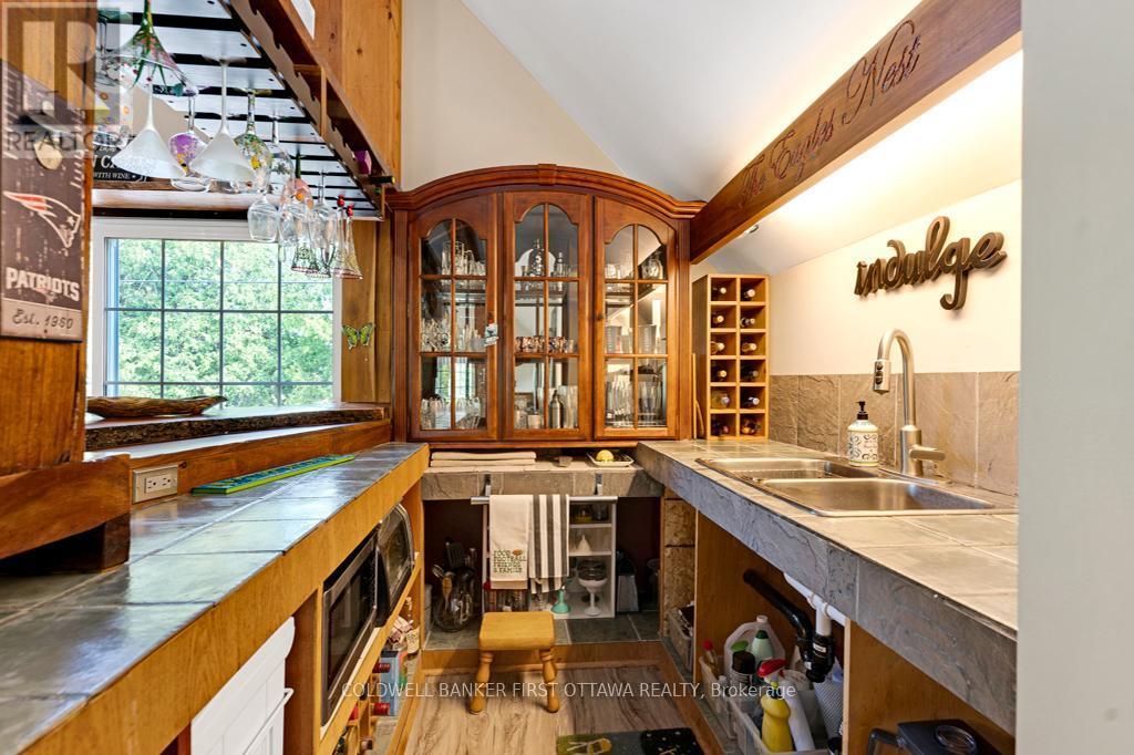 Loft impressive solid cherry ledger stone wet bar - 320 Pike Lake Route 12 Road, Tay Valley, ON - Indoor