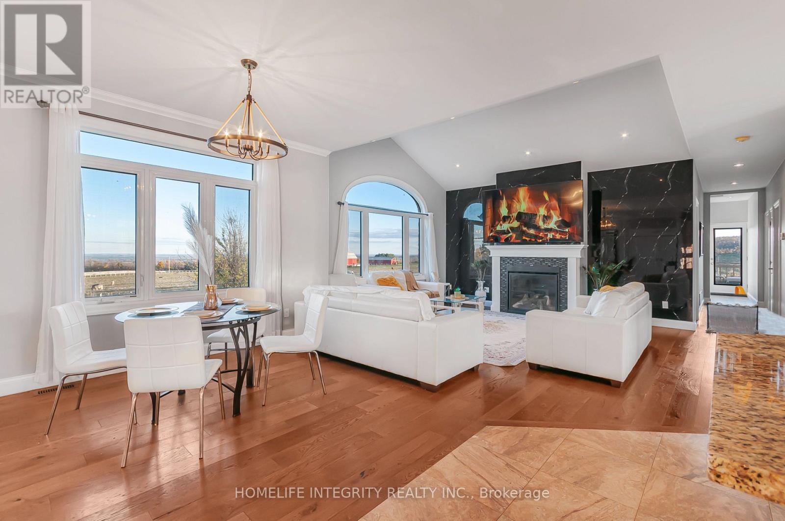 Breakfast/LIving Area - 838722 4Th Line E, Mulmur, ON - Indoor Photo Showing Living Room With Fireplace
