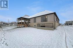 View of deck and walkup from basement -