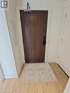 Foyer with light wood finished floors -