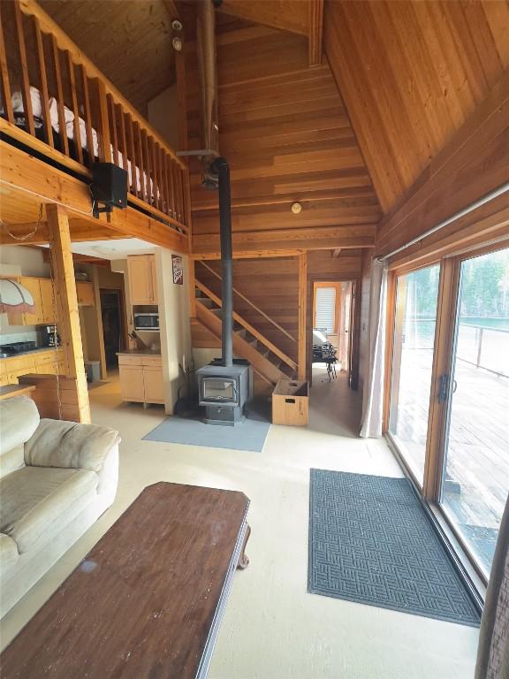 7902 Bell Rd. Road, Bridge Lake, BC - Indoor With Fireplace