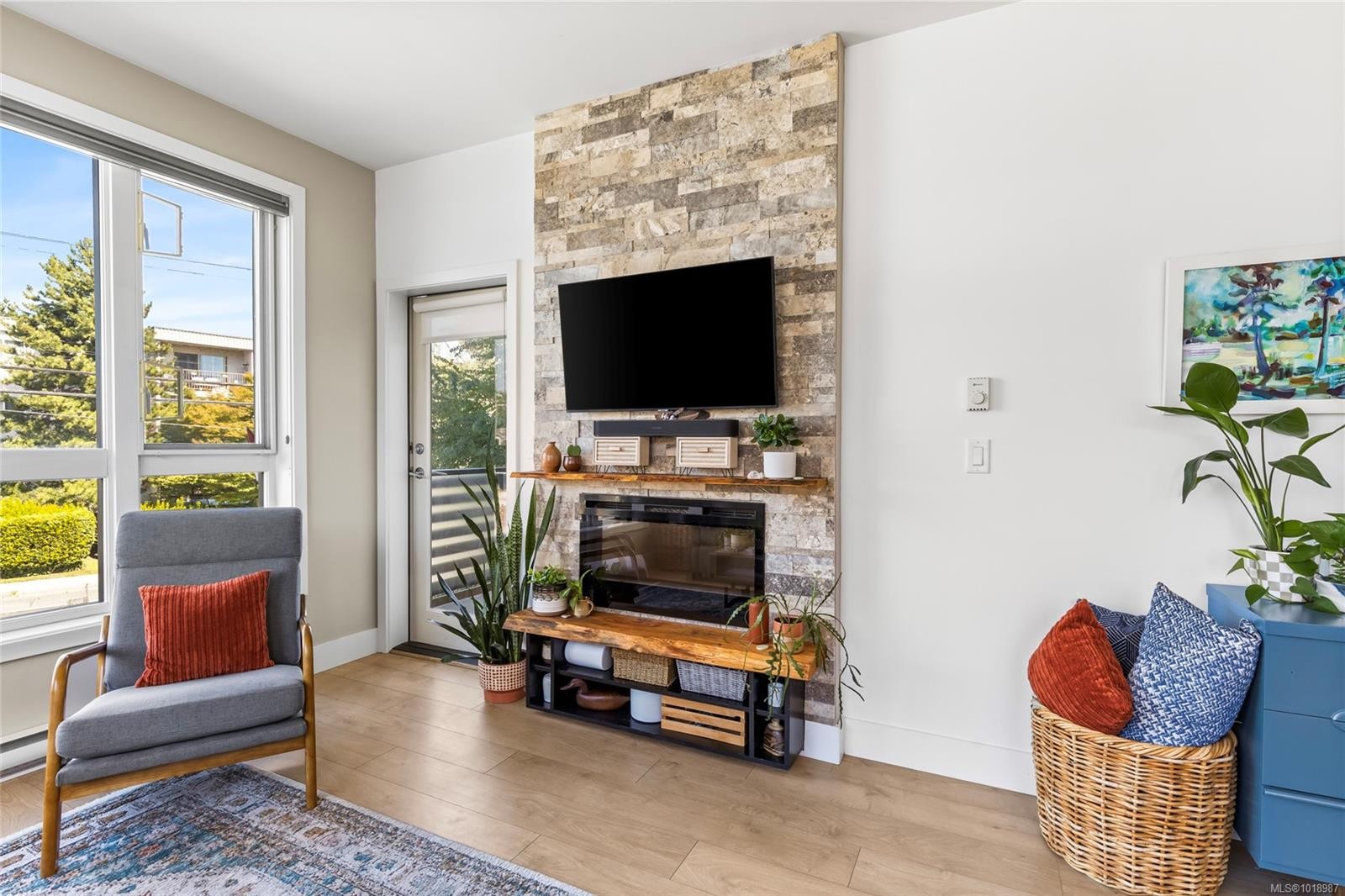 201-317 Burnside Rd East, Victoria, BC - Indoor Photo Showing Living Room With Fireplace