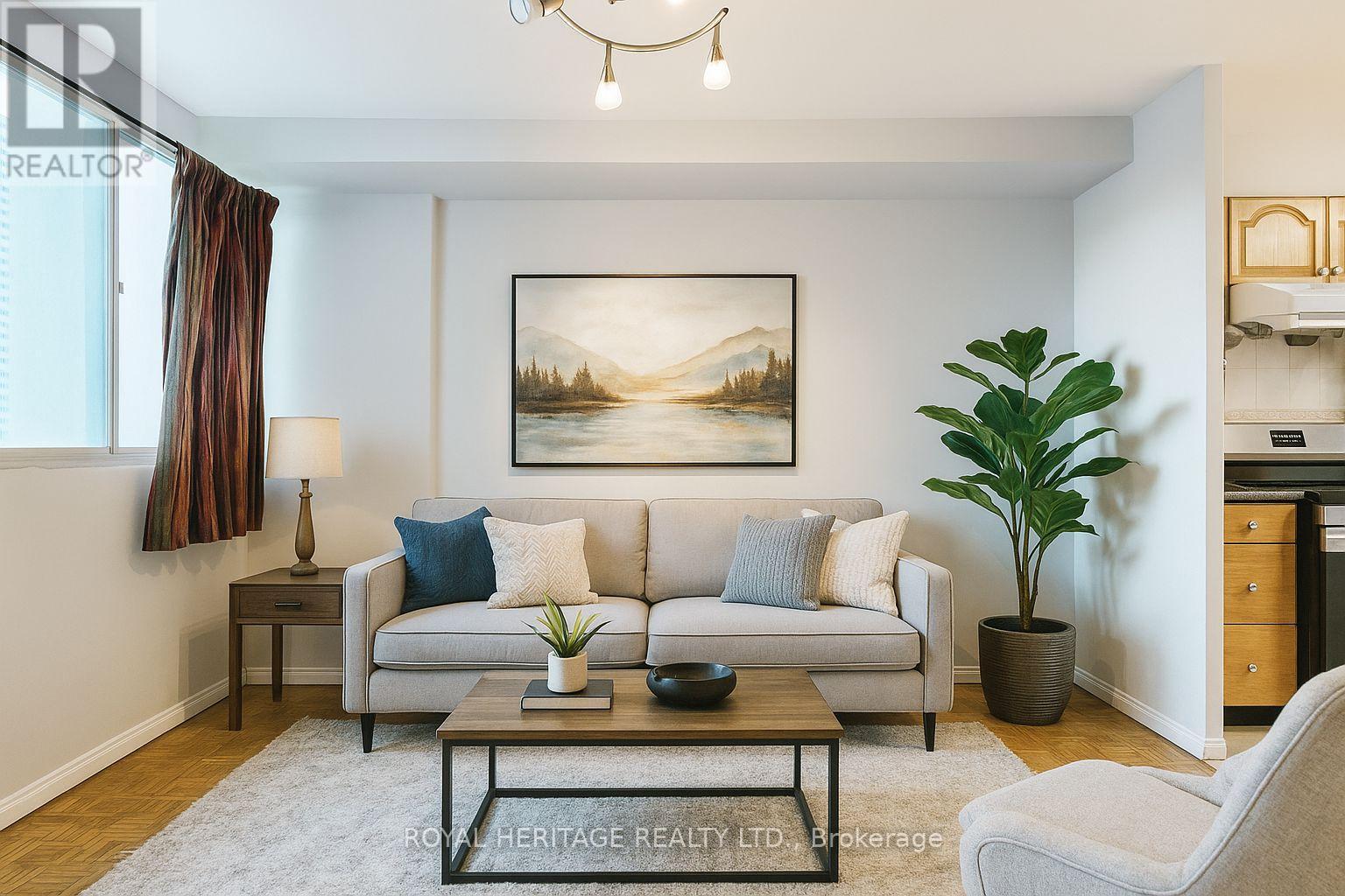 Virtually Staged - 301 - 3 Massey Square, Toronto, ON - Indoor Photo Showing Living Room