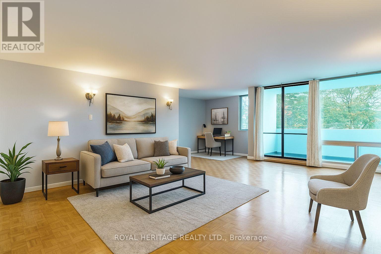 Virtually Staged - 301 - 3 Massey Square, Toronto, ON - Indoor Photo Showing Living Room