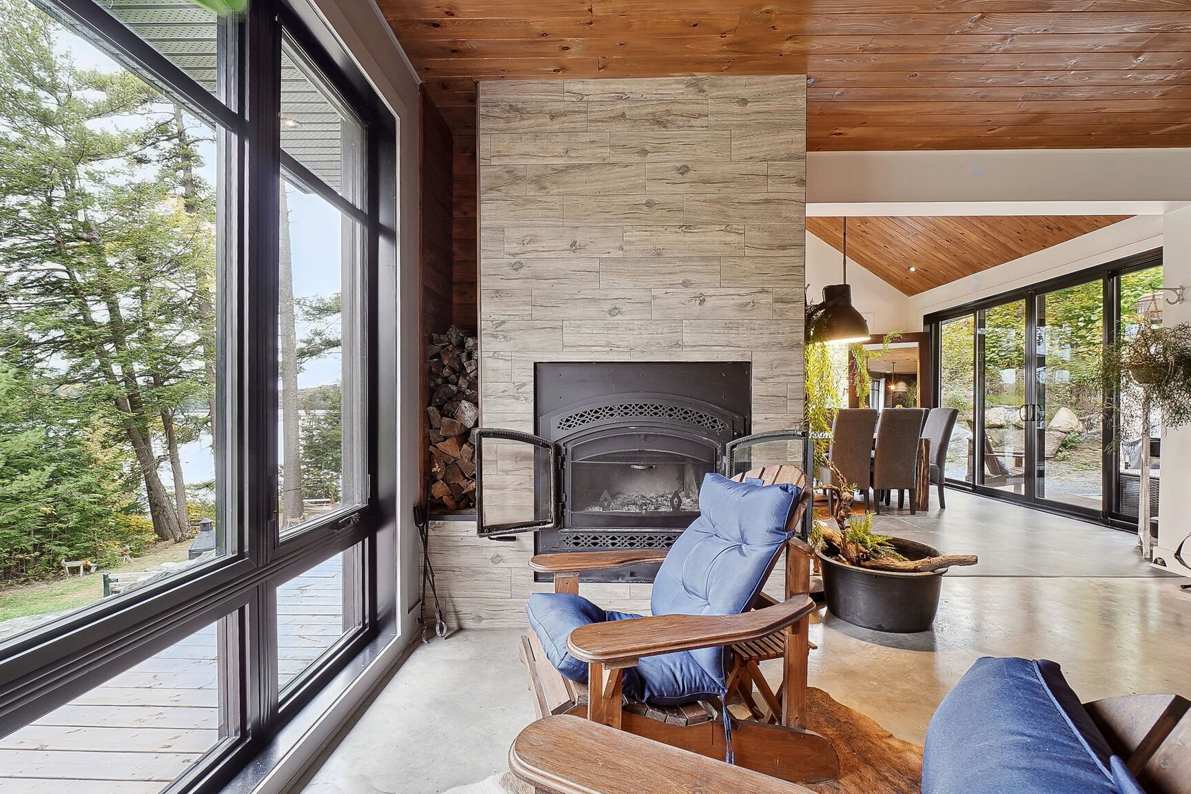 Cuisine - 2 Route 329, Gore, QC - Indoor Photo Showing Living Room With Fireplace