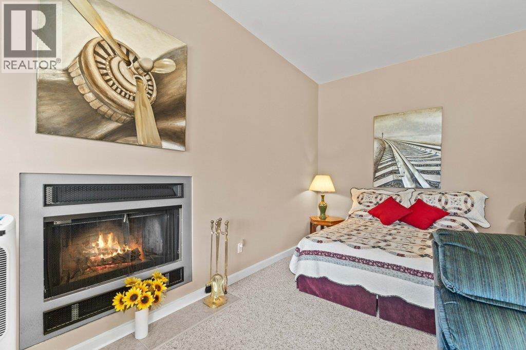 4842 Sunnybrae Canoe Point Road, Tappen, BC - Indoor Photo Showing Bedroom With Fireplace