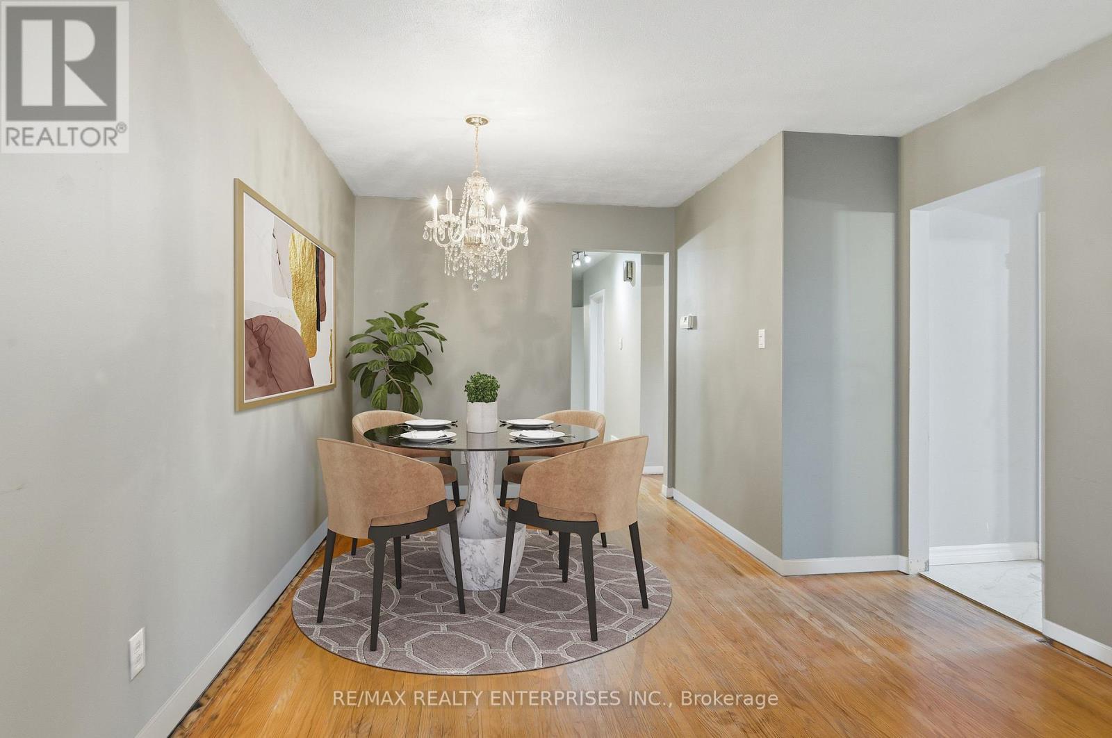 Virtually Staged,Baseboards Added - 1731 Sandgate Crescent, Mississauga, ON - Indoor Photo Showing Dining Room