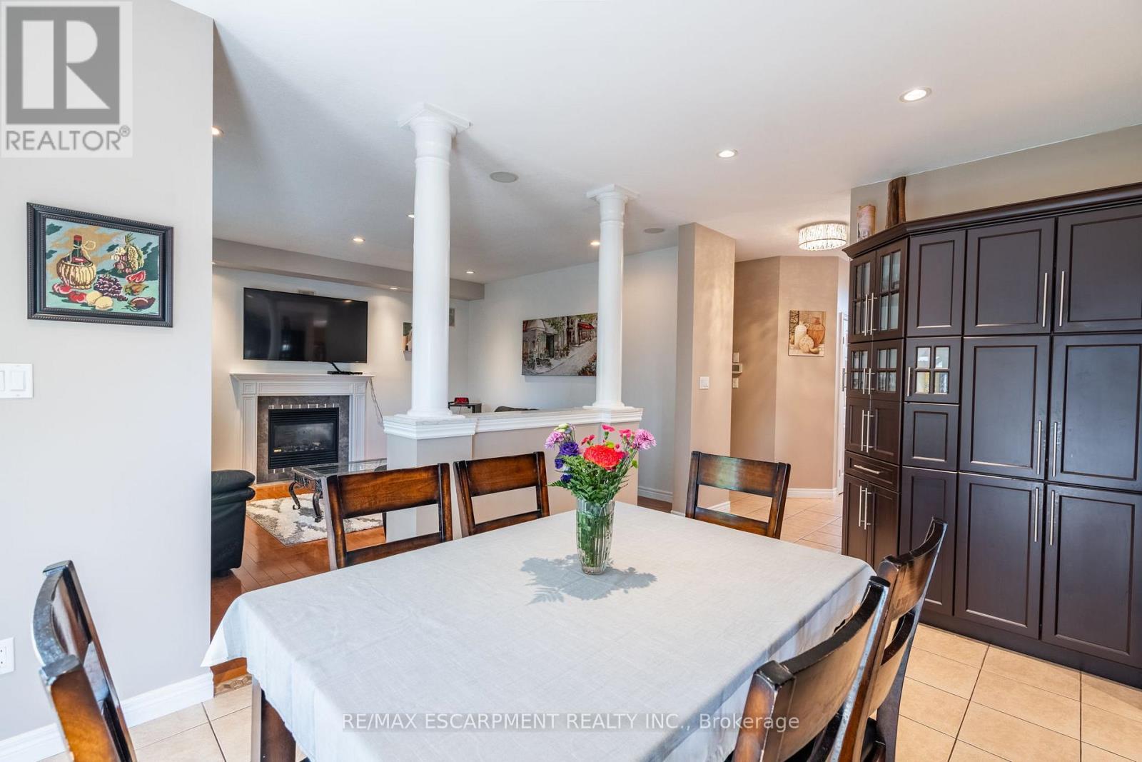 24 Edgecroft Crescent, Hamilton, ON - Indoor Photo Showing Dining Room With Fireplace