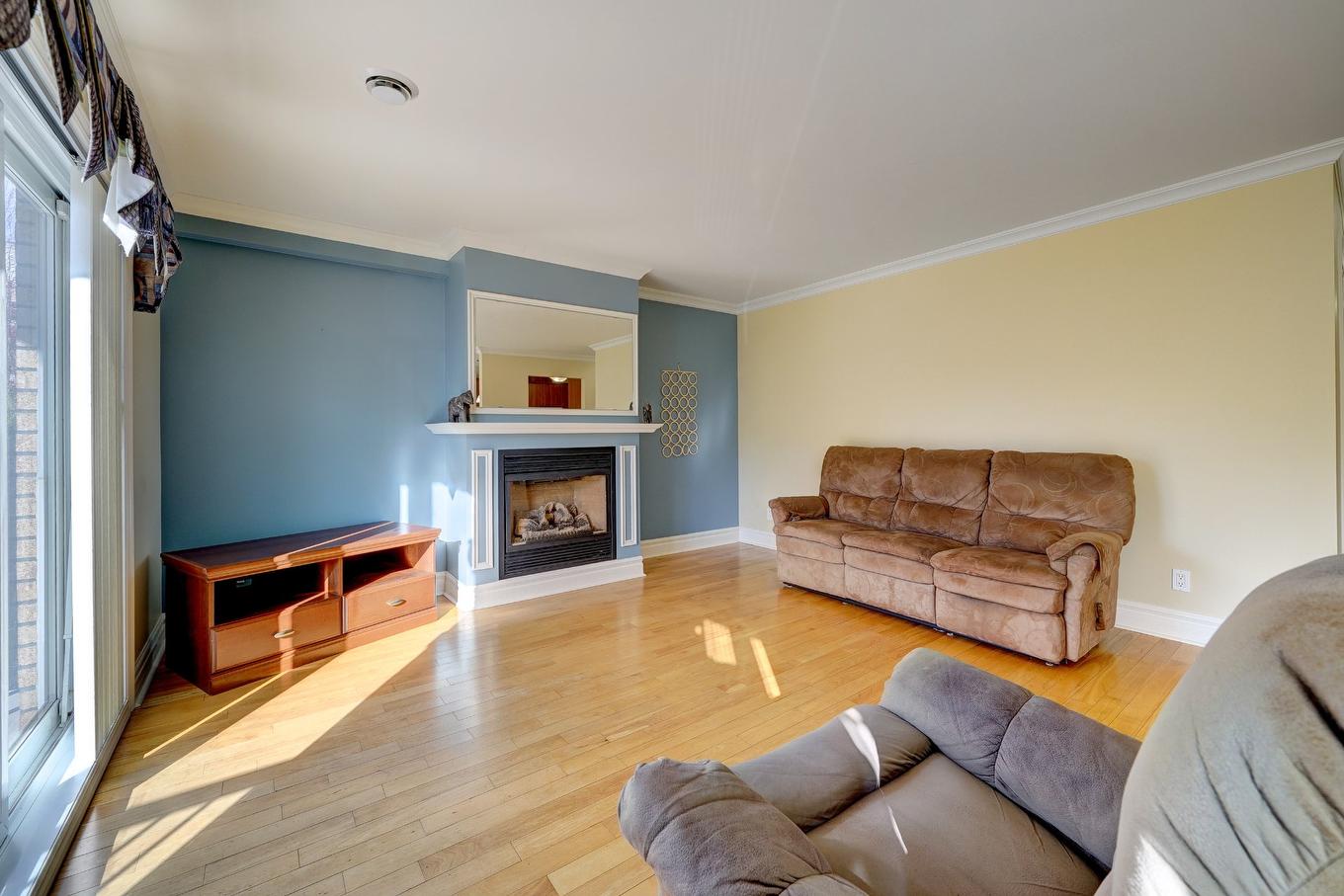 Living room - 204-2408 Rue Racine, Longueuil (Saint-Hubert), QC - Indoor Photo Showing Living Room With Fireplace