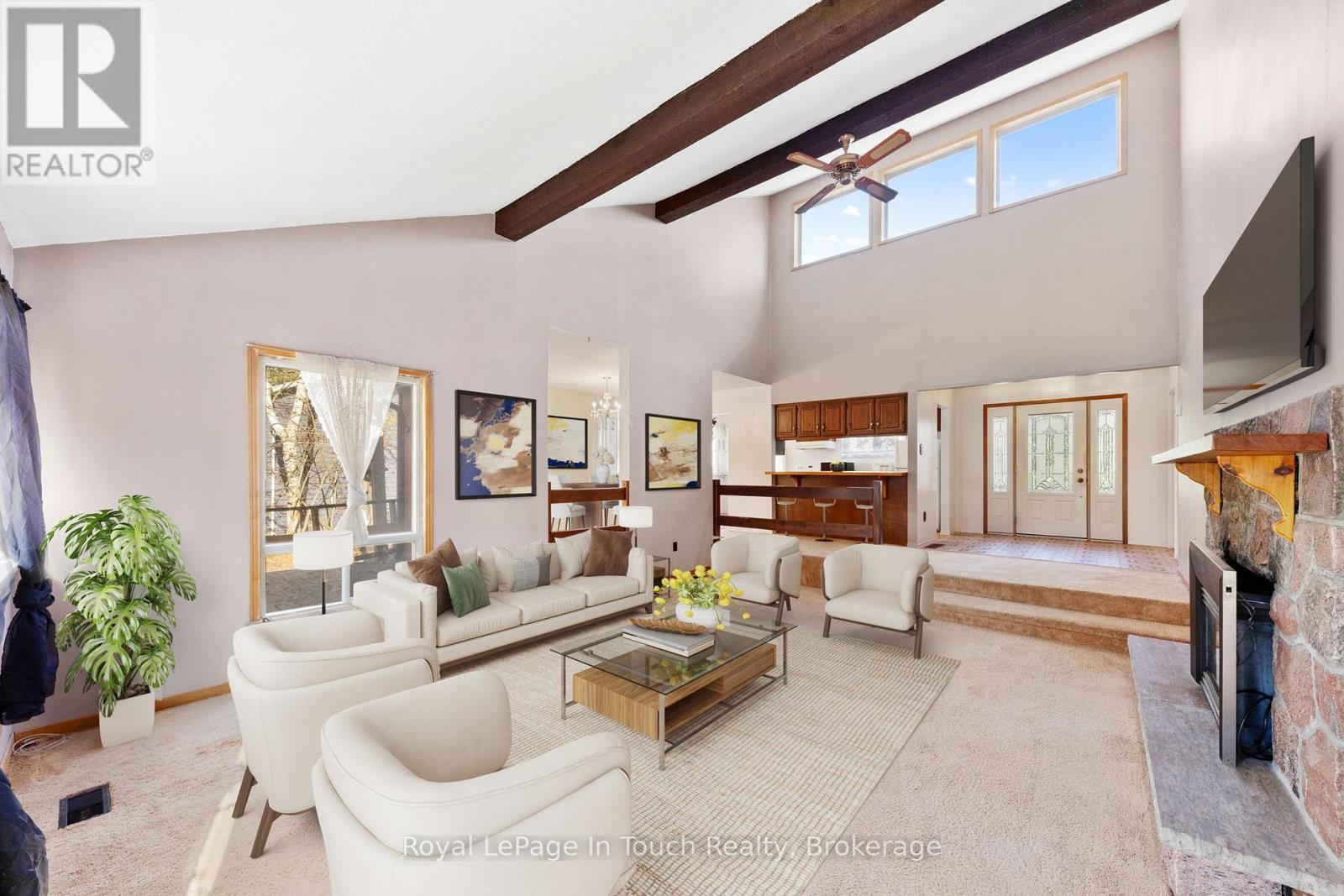 Virtually Staged Great Room - 2 Coppercliff Crescent, Tiny, ON - Indoor Photo Showing Living Room