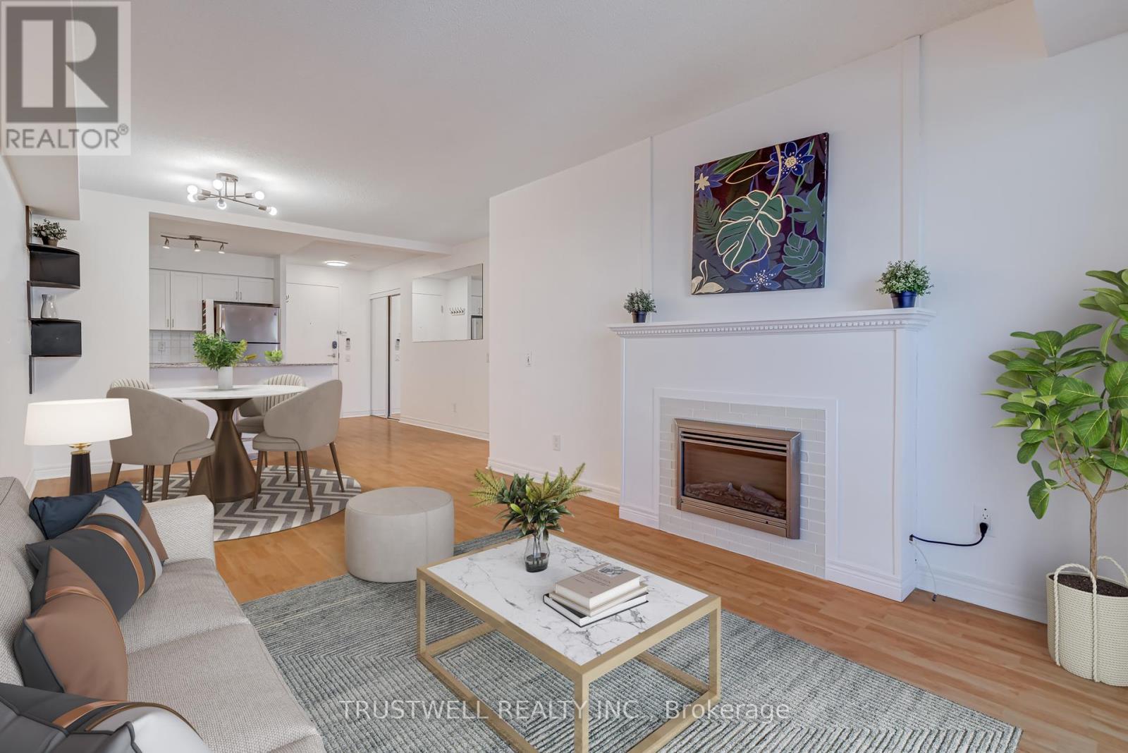 2007 - 83 Borough Drive, Toronto, ON - Indoor Photo Showing Living Room With Fireplace