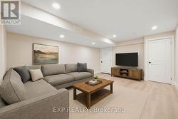 Virtually staged basement living space -
