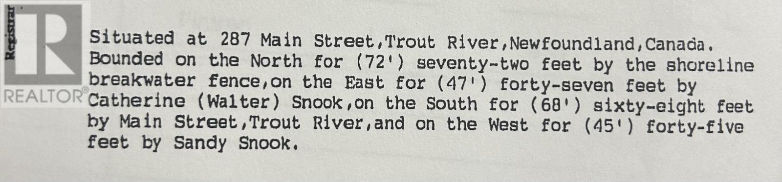 287 Main Street, Trout River, NL