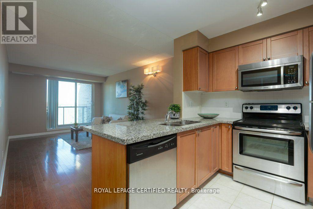 317 - 65 Via Rosedale, Brampton, ON - Indoor Photo Showing Kitchen With Double Sink