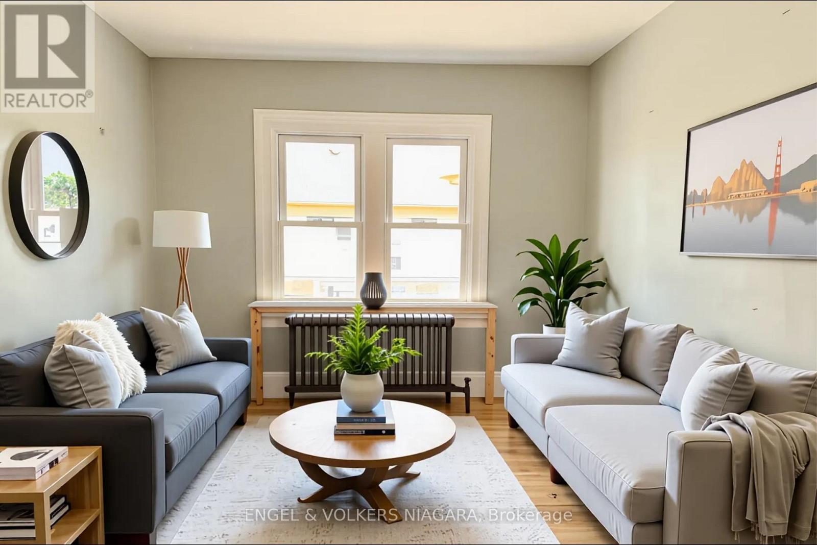 Living Room - Virtually Staged - 5038 Huron Street, Niagara Falls (Cherrywood), ON - Indoor Photo Showing Living Room