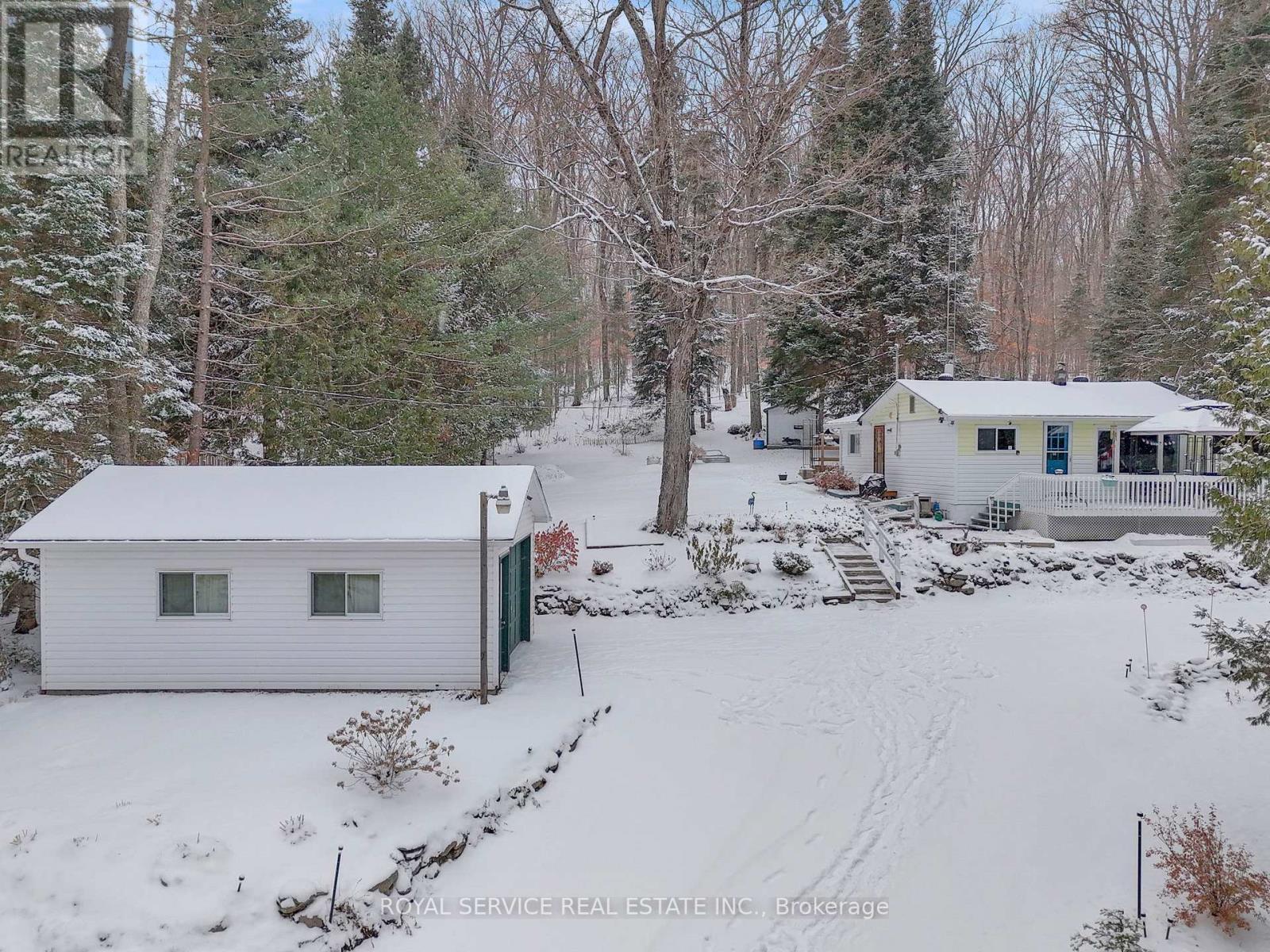 Aerial View of Garage and Home - 1039 Grace River Road, Highlands East (Monmouth), ON - Outdoor