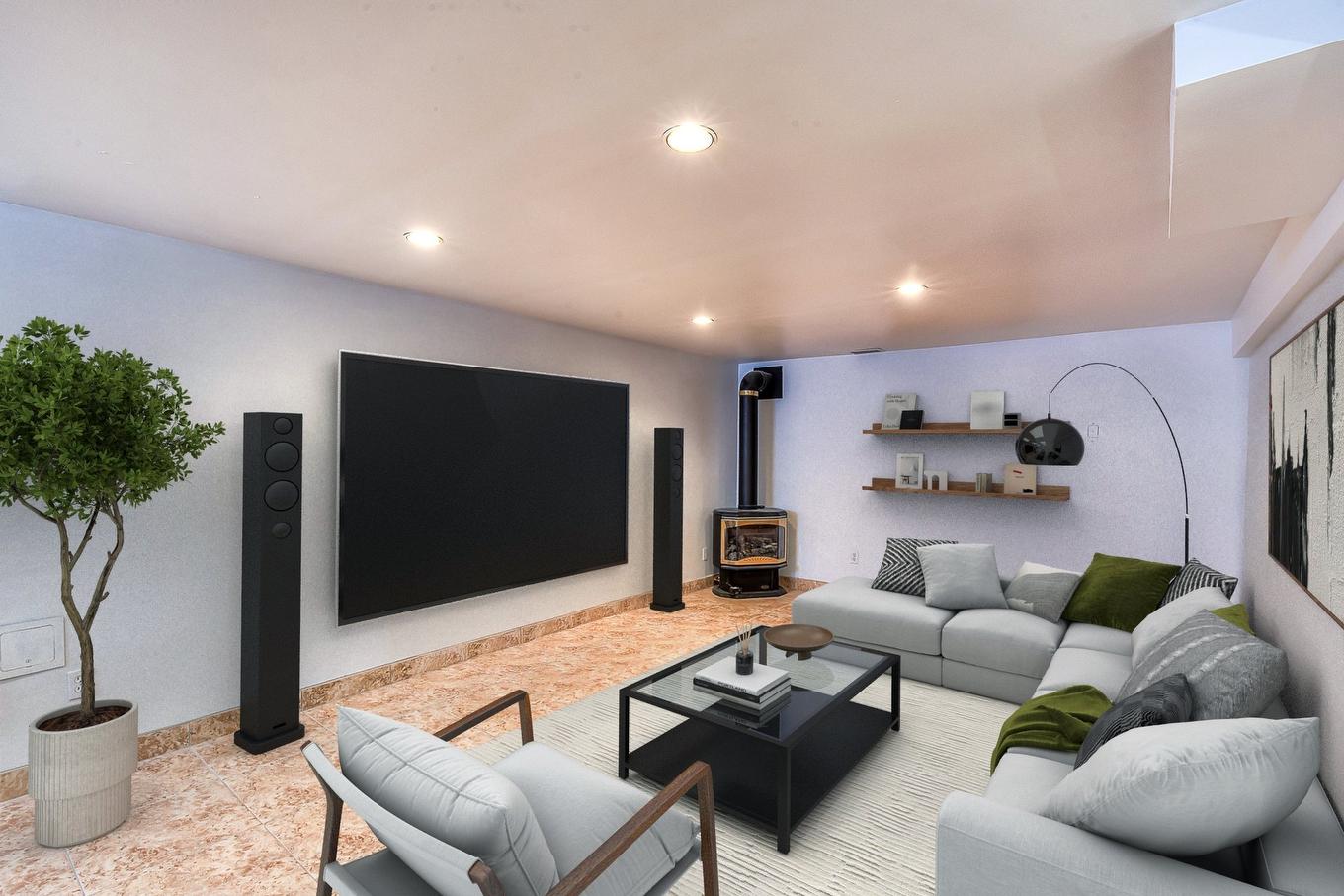 Salle familiale - 3298 Rue Élodie, Laval (Fabreville), QC - Indoor Photo Showing Living Room With Fireplace