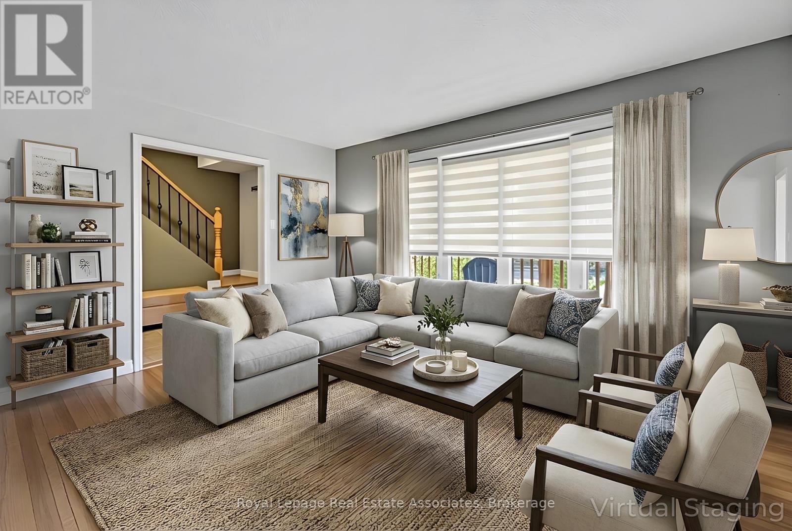 Virtually Staged - Living Room - 107 Billington Crescent, Hamilton, ON - Indoor Photo Showing Living Room
